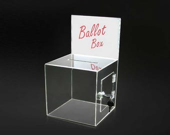 Heldere acryl stembus met slot en sleutel - 7" veilige donatie- en suggestiebus met gleuf