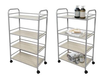 Utility Wood Shelf Rolling Cart (groot/klein), modderkameropslag, kledingindustrieel meubilair, meubels, kledingrek Winkeldisplay