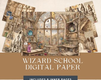 Magical Wizarding School Digital Paper - Seamless Pattern - Scrapbook - Digital Download