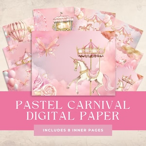 Pastel Carnival Clipart - Cute Circus Digital Download - Watercolor Carnival Art for Party Decor