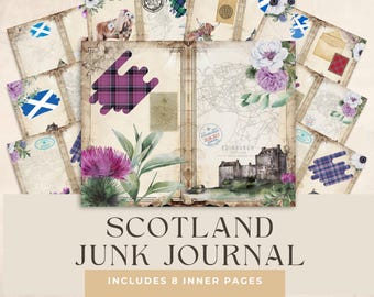 Vintage Scotland Junk Journal Kit, Printable Ephemera Pages, Scottish Papers (Digital Download)