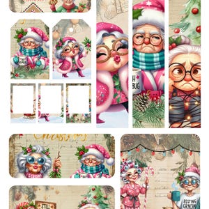 Funny Christmas Grandma Ephemera Pack  Vintage Holiday Junk Journal Printables | Humorous Xmas Grandma Clipart for Scrapbooking, Gift Tags,