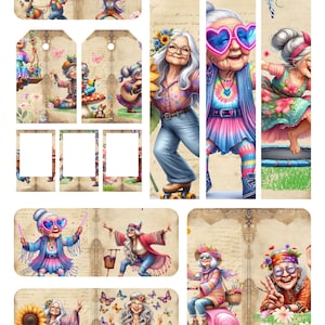 Kit imprimible de diario basura de abuela hippie, folio de diario basura, efímera