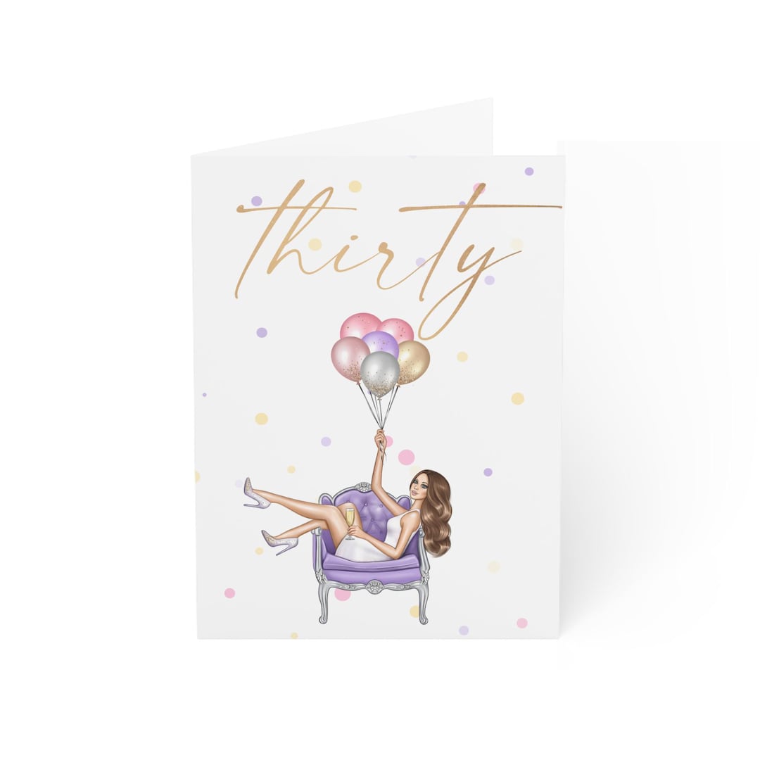 Thirty Balloons Illustration Greeting Card 30th Birthday Cards Etsy — free download