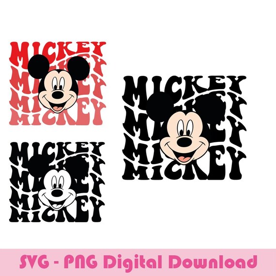 Retro Mickey Mouse Wavy SVG PNG: Layered Birthday Design (Digital Download)