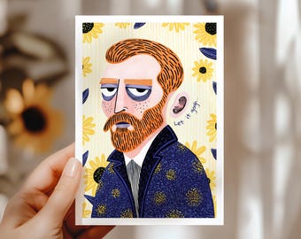 Printable Funny Card | Instant Download Greeting Card | Let it Gogh | Van Gogh Card | Digital Card
