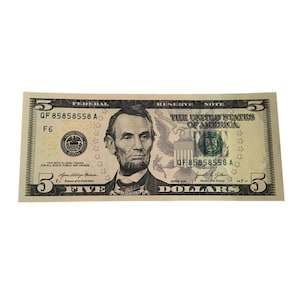 Fancy Serial number BINARY REPEATER 5 Dollar Bill GEM 58585885