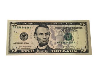 Fancy Serial number BINARY REPEATER 5 Dollar Bill GEM 58585885