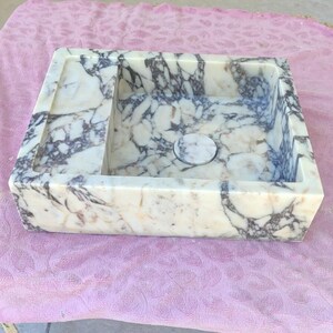 Handcrafted Calacatta Viola Marble Sink: Rectangular Stone Bathroom Vanity