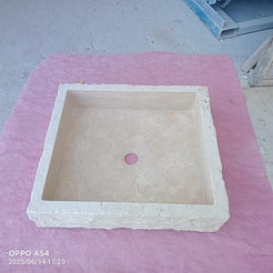 Handcrafted Natural Stone Sink: Rectangular Rustic Washbasin