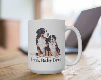 Bern, Baby Bern Mug 15oz - Funny Dog Lover Gift, Large Latte Cup, Hot Chocolate Mug, Pet Lover Present, Unique Coffee Cup