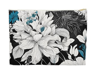 Wildflower Accessory Pouch, Floral Makeup Bag, Botanical Zipper Pouch, Small Boho Clutch, Nature Lover Gift