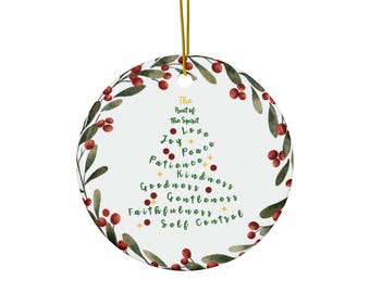 Fruit of the Spirit Ceramic Ornament, Christian Religious Decor, Love Joy Peace, Christmas Gift, Holiday Decoration, Christian Gift