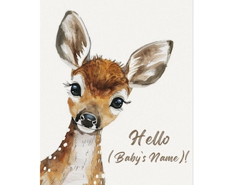 Matte Poster - Cute Deer Personalized Baby Nursery Print