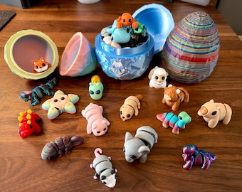 Mini Animal Mystery Eggs, Mystery Fidget Animals, Tiny Animals With Interlocking Egg, Desk Pet Egg Bundle, Mystery Egg Color and Animals