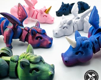 Horse Articulated Flexi Fidgets, Unicorn and Pegasus Sensory Toys, 3D Printed Fidgets w/ Fun Mystery Colors, Cute Animal Desk Pet or Gift