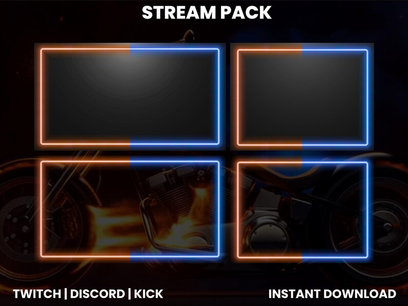 Stream Motorcycle Flaming Bike Stream Overlay Pack for Twitch, Youtube, Kick | Animated ...