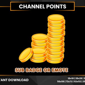 Coins Stack Channel Point Icon | Twitch Channel Points | Twitch Viewer Reward Badge | Sub Badge | Bit Badge Twitch | Twitch Emote | Gold