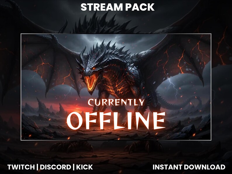 Dragon Stream Pack | Fire Twitch Overlay | Dark Fantasy Stream Design ...