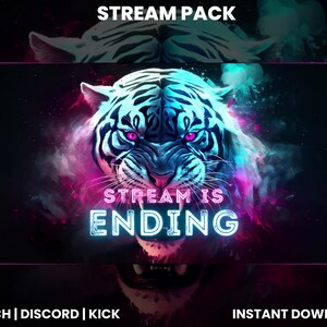 Neon White Tiger Twitch Stream Pack | Twitch Screen Overlay | Twitch ...