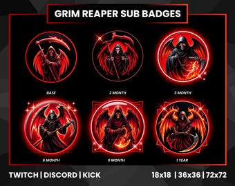 Magere Hein Sub-badges voor Twitch, Discord en Kick – Dark Red Skull Gamer Loyaliteitspictogrammen – Badgeset streamer-abonnee, png | Neonrood
