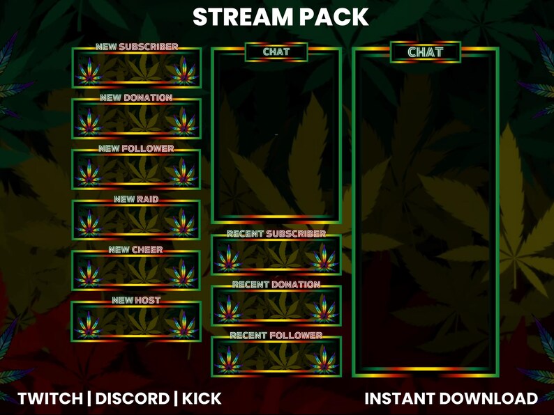 Recent Follow Box Animated Twitch Stream Pack | Marijuana Stream Pack | Animated Screen ...