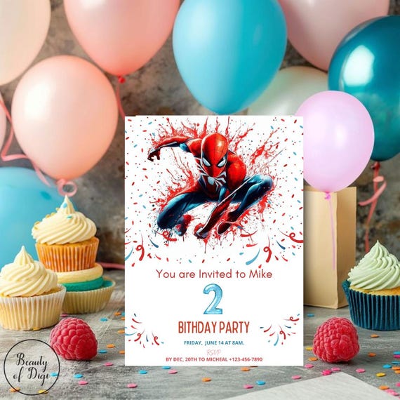 Editable Spiderman Birthday Invitation | Superhero Party Invite | Printable Kids Birthday Template | Digital Instant Download
