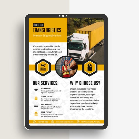 Logistics & Dispatch Flyer Template | Delivery Service Promotion | Editable Transport Business Flyer
