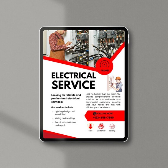 Electrical Service Flyer | Editable Electrician Flyer | Printable Business Template | Professional Service Flyer