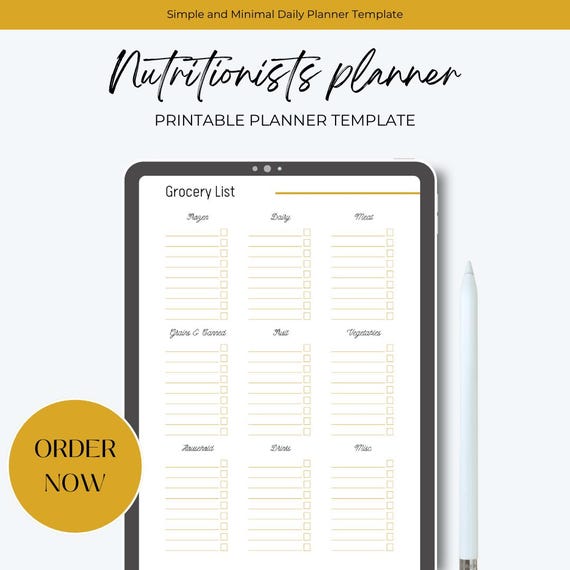 Nutritionists Meal planner Nutritionist Printable Planner | Diet & Meal Planning Template | Health Wellness Tracker