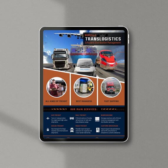 Editable Logistics Service Flyer | Delivery & Transport Business Flyer | Printable Marketing Template