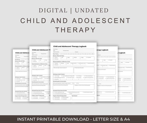 Child & Adolescent Therapy Printable Planner | Mental Health Therapy Journal | Counseling Session Organizer