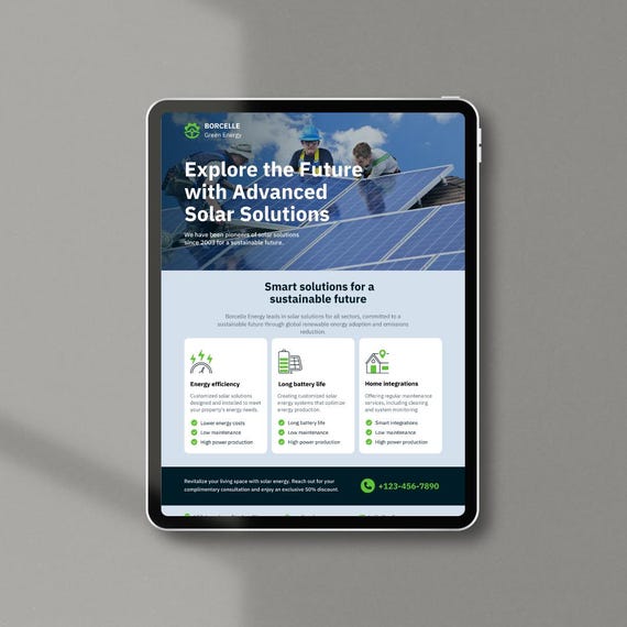 Solar Service Flyer | Editable Solar Energy Flyer | Printable Renewable Energy Ad | Solar Panel Installation Flyer