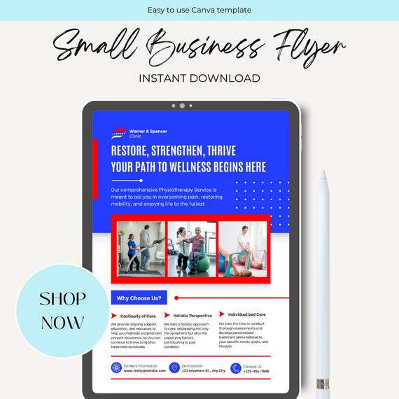 Physiotherapy Business Promotional Flyer | Editable Physical Therapy Flyer Template | Modern Healthcare Marketing