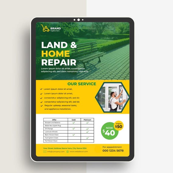 Landscaping & Home Repair Flyer | Editable Promotion Flyer Template | Home Improvement Service Flyer