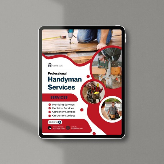 Editable Handyman Service Flyer | Home Repair & Maintenance Marketing Template | Printable Business Flyer