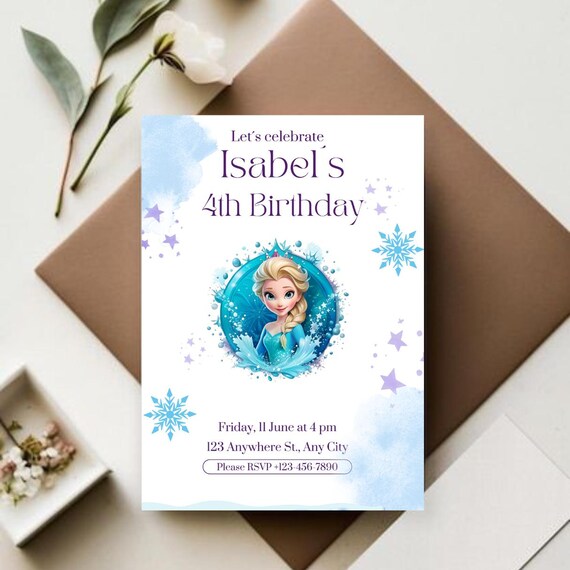 Frozen Baby Girl Birthday Invitation | Elsa Invitation | Customizable Frozen Party Invite | Elsa Birthday