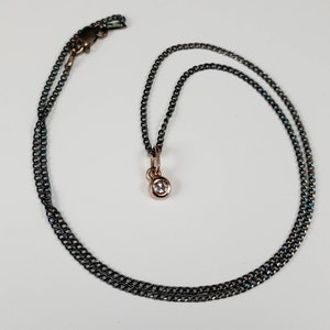 Rose gold rose cut diamond pebble pendant, solid 14k rose gold, silver or solid rose gold chain, necklace, pendant, diamond pendant