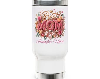 3D bloemenreismok Beste moeder ooit | Roestvrij staal 14oz