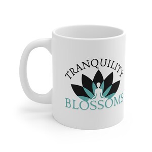 Yoga Mug, Tranquility Blossoms Ceramic Coffee Cup for Meditation Lovers, Zen Gift, Mindfulness Tea Mug, Relaxation Drinkware, Yoga Studio