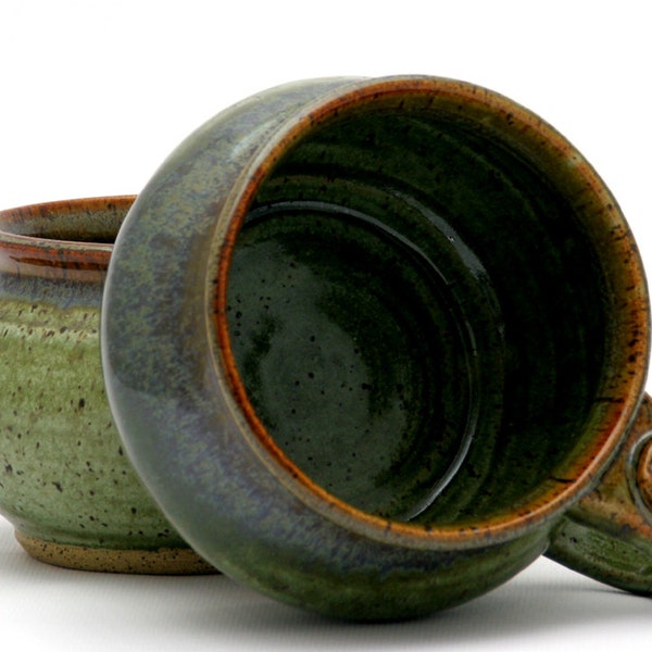 Green Soup Mug in Forest Gold Glaze Combination