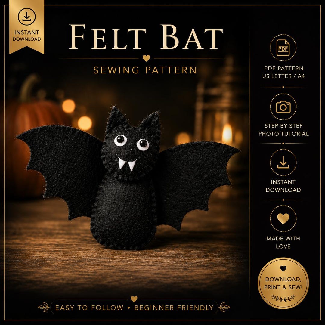 Bat - PDF With Pattern and Step-by-step Instructions to Make a Bat for ...