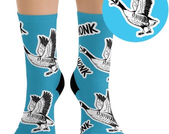 Angry Goose Socks - Hilarious Goose Lover Gift, Sarcastic Animal Graphic Sock, Humorous Sock, Honk Honk