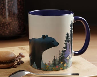 Bear Forest Coffee Mug, Ceramic Tea Cup for Nature Lovers, Cute Animal Design, Kitchen Decor, Gift for Bear Enthusiasts, Holiday Gift