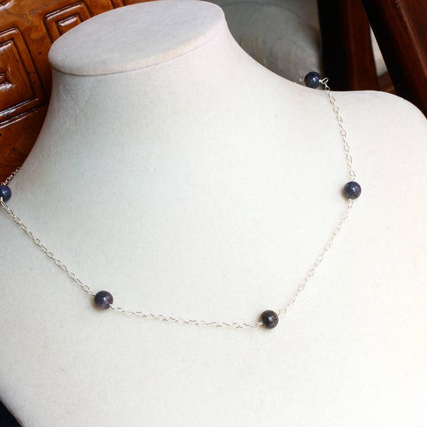 Blue Labradorite Necklace - Spectrolite Necklace - Sterling Silver Necklace - Handmade - Natural - Labradorite Jewelry