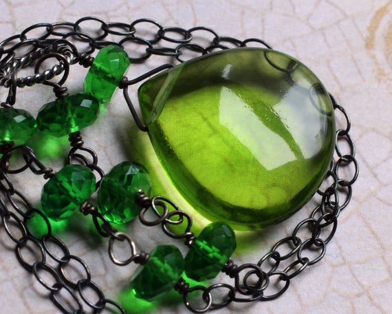 Peridot Green Quartz Necklace Emerald Green Quartz Jewelry | Etsy