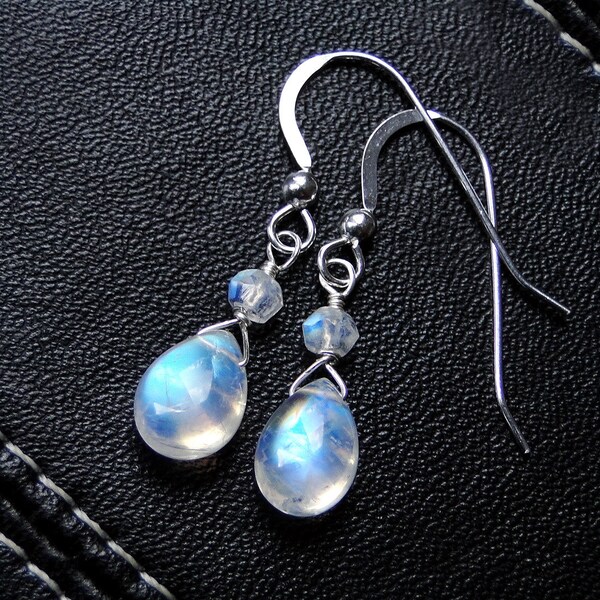 Moondrops Rainbow Moonstone Earrings on Sterling Silver--Luxe Collection on Etsy, CircesHouse