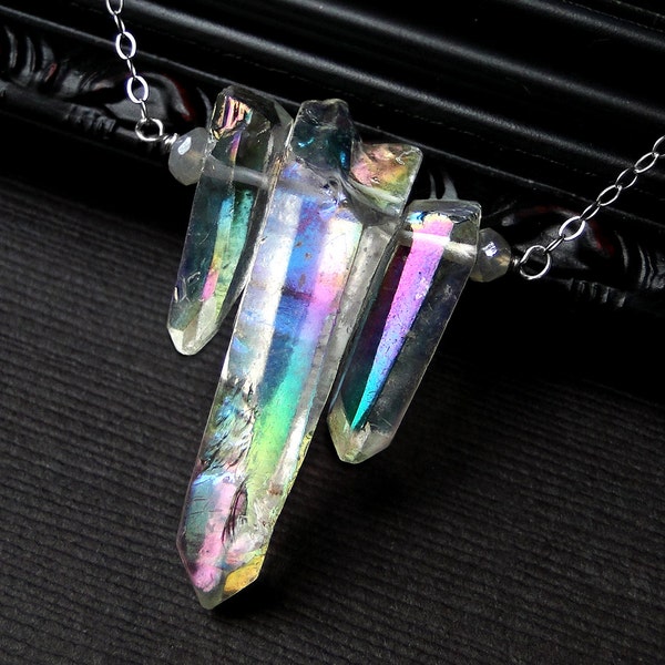 Angel Aura Crystal Necklace in Sterling Silver - Angelic by CircesHouse on Etsy