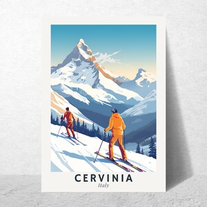 Poster de viagens da estação de esqui de Cervinia - coleção alpina