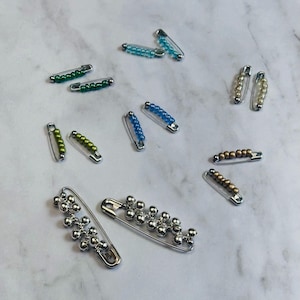 Boho Coiless Safety Pin Accessories | 90s Inspired Beaded Fashion Pins | Handmade Retro Pin Charms
